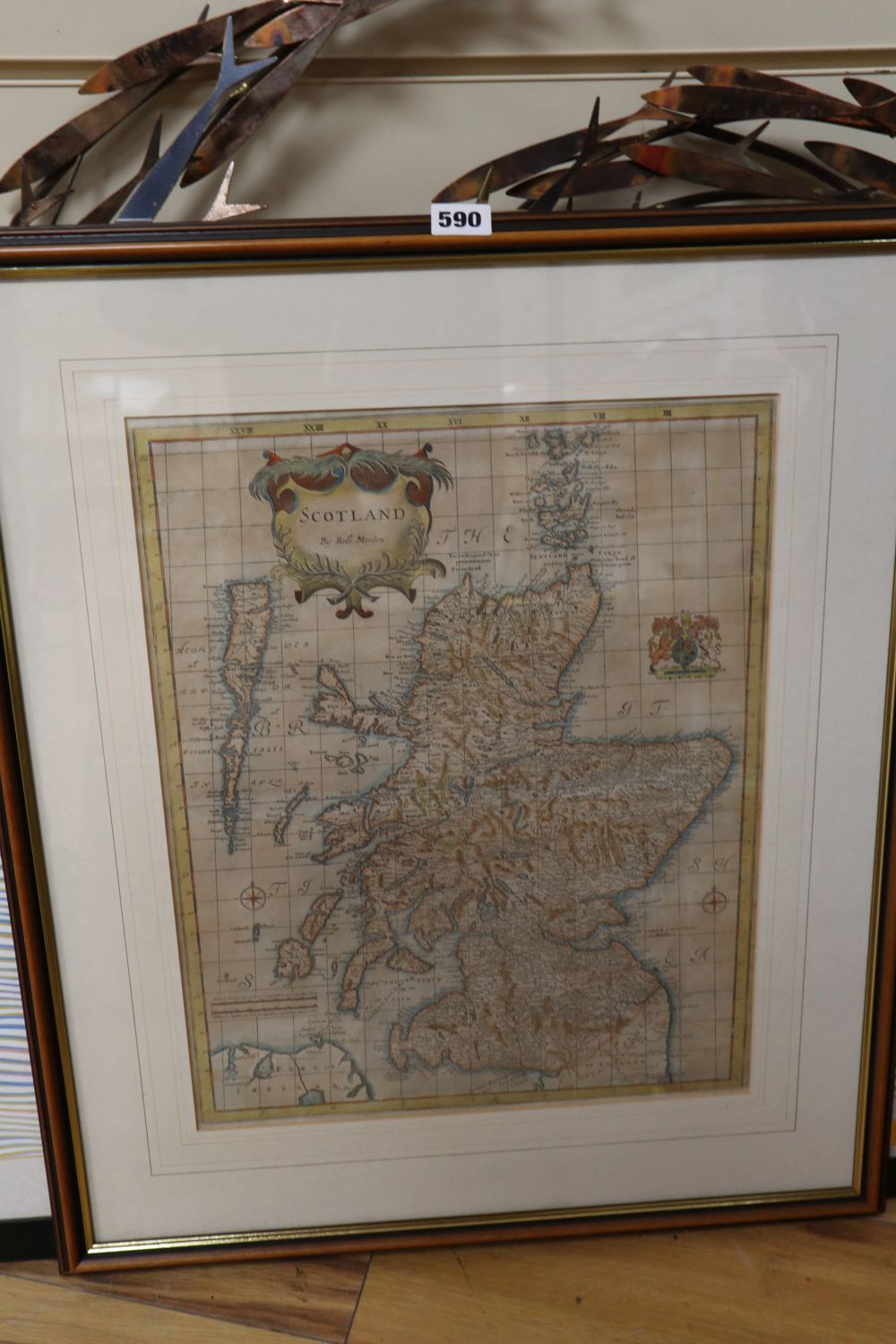 Robert Morden, coloured engraving, Map of Scotland, 44 x 35cm